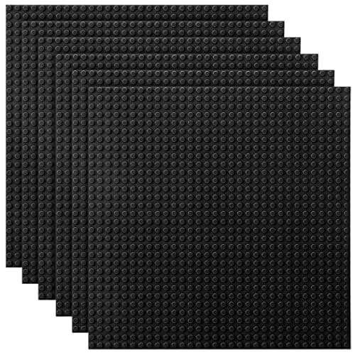 Lekebaby 6 Pack Classic Baseplates 10 x 10 Building Base Plates for Building Bricks 100 Compatible with Major Brands and Activity TableBaseplate Sturdy Safe Age 3 and up Kids Black