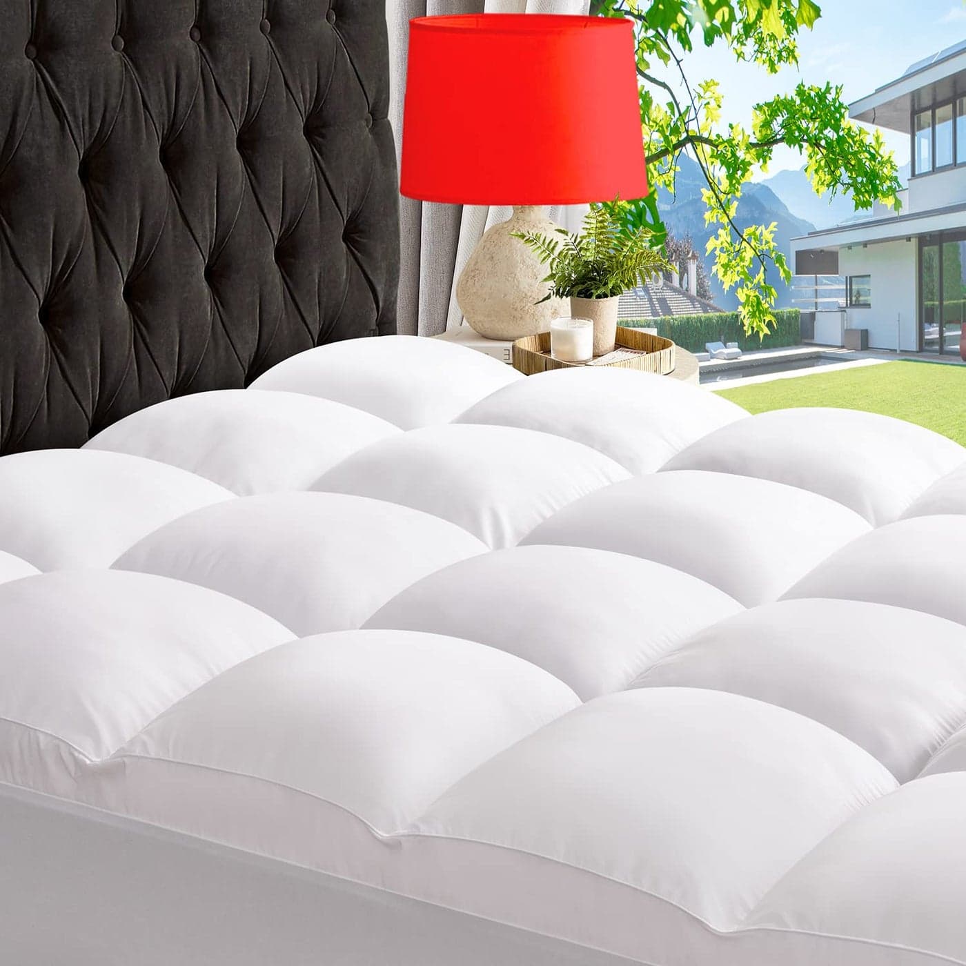ABENE Mattress Topper Queen for Back Pain Relief Extra Thick Mattress Pad Pillowtop Soft Mattress Protector Cover with 821 Deep Pocket Overfilled Down Alternative Filling Gray Queen