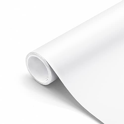 seonta Thick White Contact Paper Matte White Wallpaper 16"x198" Waterpoof Peel and Stick Wallpaper Decorative Self Adhesive Decorative Vinyl Film Wrap Contact Paper for Walls Furniture Countertop