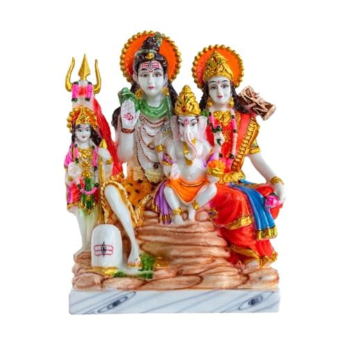FABZONE Marble Dust Lord Shiv Parivar Idol Shiv Family Statue, Multicolor, 12.5 Inches, 1 Piece