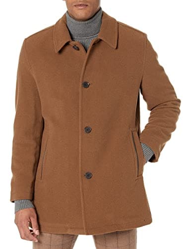 Cole Haan Signature Mens Wool Plush Car Coat camel Small