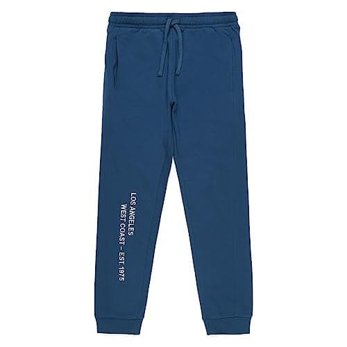 Alan Jones Clothing Boys Solid Cotton Mid Rise Joggers Track Pant (Blue_9-10 Years)