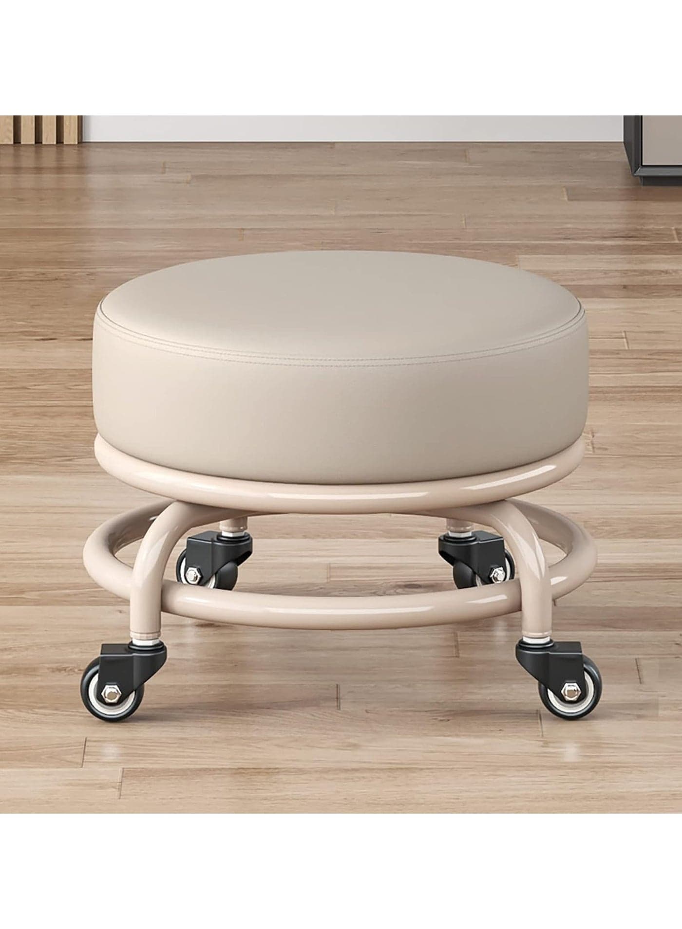 Low Roller Seat PU Leather Rolling Stool with Wheels for Manicure, Mechanic,Home Office, Garage Shop Multicolor