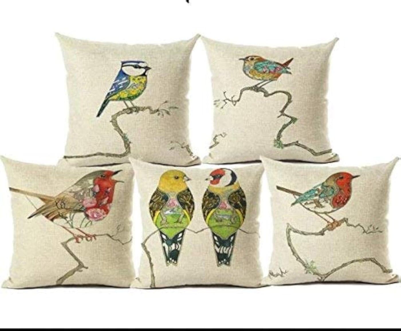 AEROHAVEN™ Set of 5 Multi Colored Decorative Hand Made Velvet Cotton Cushion Covers 16" x 16" (40cm x 40cm)
