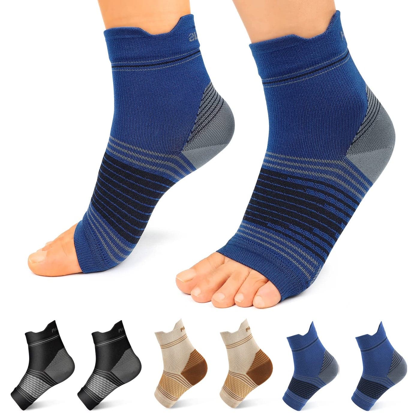 Plantar Fasciitis Sock 6 Pairs for Men and Women Compression Foot Sleeves with Arch and Ankle Support Black Nude Navy XLarge