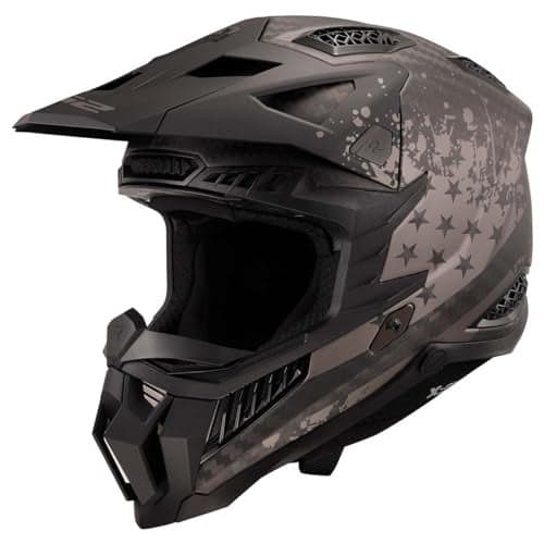 LS2 Helmets XForce Carbon MX Off Road Helmet Black Flag Matte BlackGray Medium