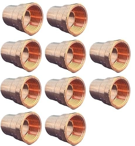 EZ-FLUID Plumbing (10 Pack) 1" C X FIP LF Copper Female Adapter Pressure Copper Fittings,Sweat Solder Connection for Residential,Commercial Pipe.