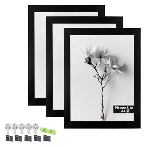 Art Street A4 Size Certificate, Document Photo frames Set Of 3 For Home Decoration, Living Room, Office Decoration (Black, Size: 8" x 12")