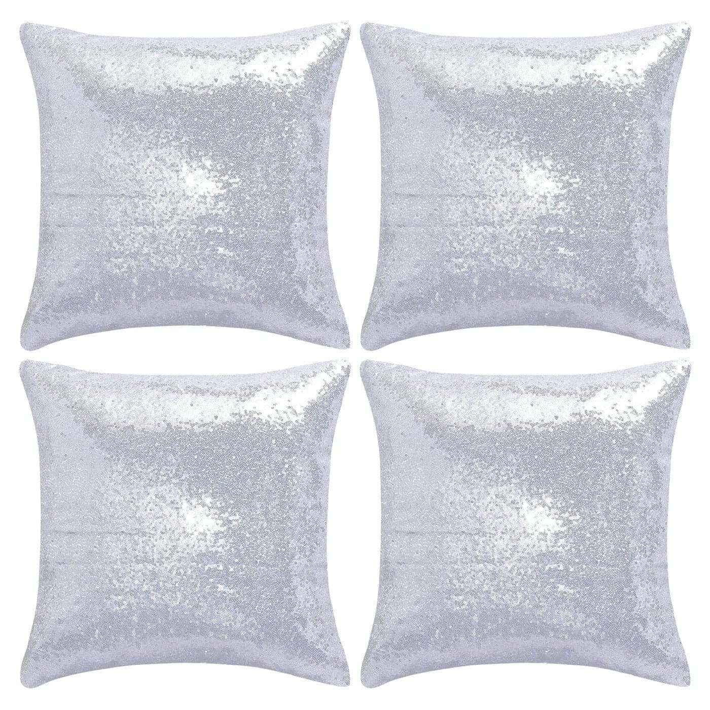 Miayon Silver Sequin Pillow Covers Square Glitter Pillow Cases Decorative Sparkling Throw Pillow Cover Cushion Case for Bed Sofa Bedroom Living Room Valentines Day Wedding Home Decor 18x184 Pack