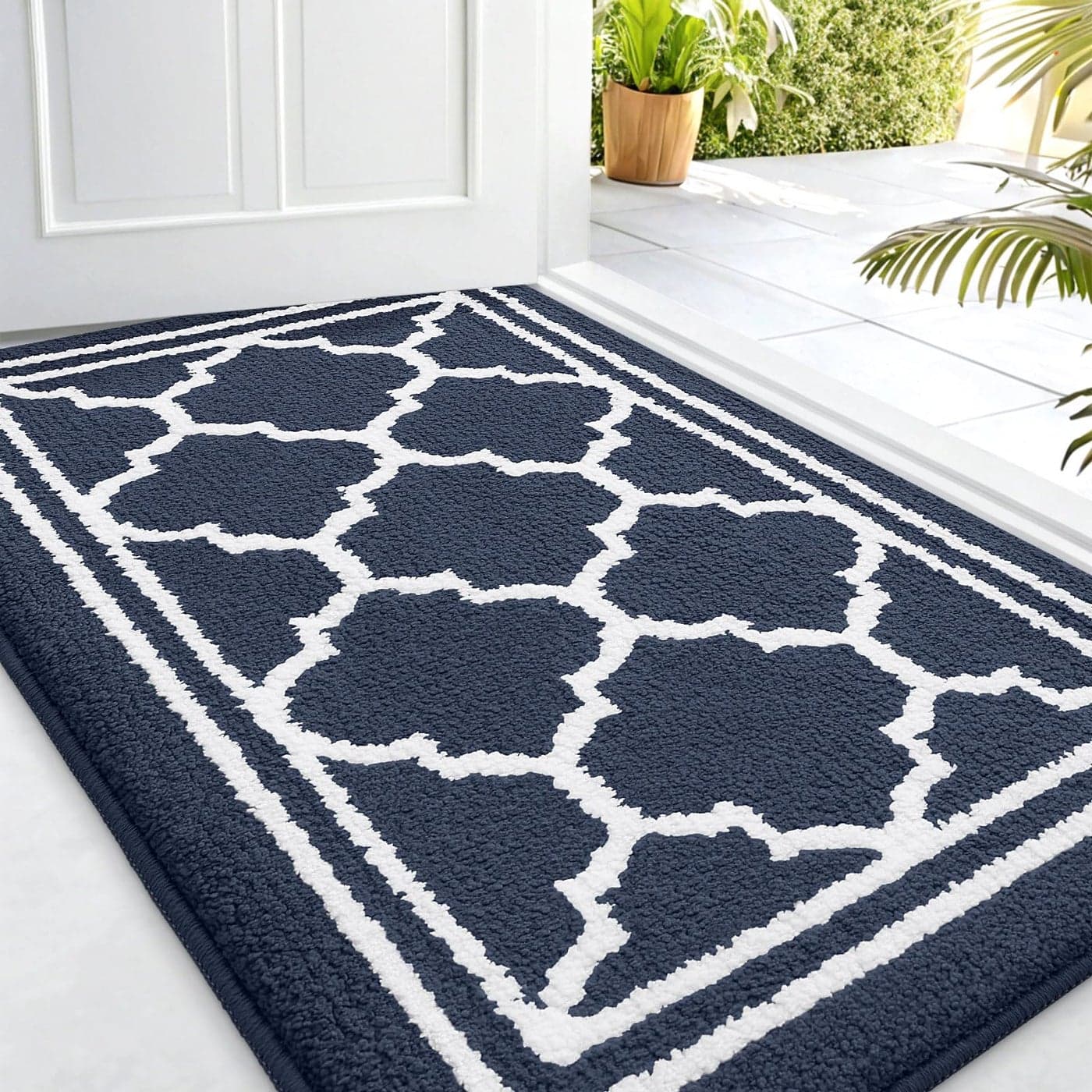 Buganda Indoor Door Mat DirtResistant and Absorbent Doormat AntiSlip Low Profile Floor Mats for Inside Entryway Front and Back Door Entrance 32x20 Inches Navy Blue