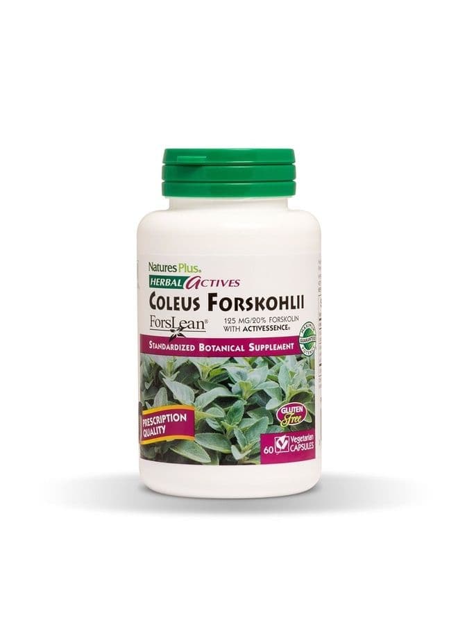 NaturesPlus Herbal Actives Coleus Forskohlii - 125 mg, 60 Vegan Capsules - Heart Support Supplement, Supports Healthy Metabolism - Vegetarian, Gluten-Free - 60 Servings