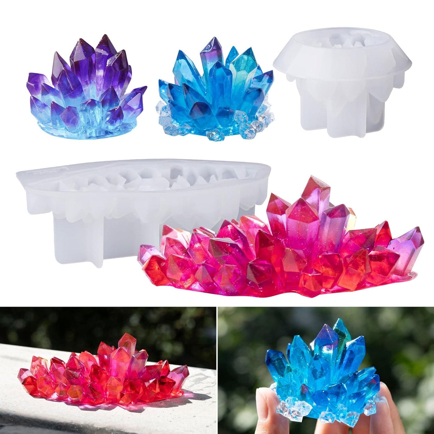LETS RESIN Crystal Cluster Resin Molds Large and Small Size Crystal Shape Silicone Molds for Resin Quartz Epoxy Resin Molds for Resin Crafts DIY Crystal Heal Stone Home Craft Decor