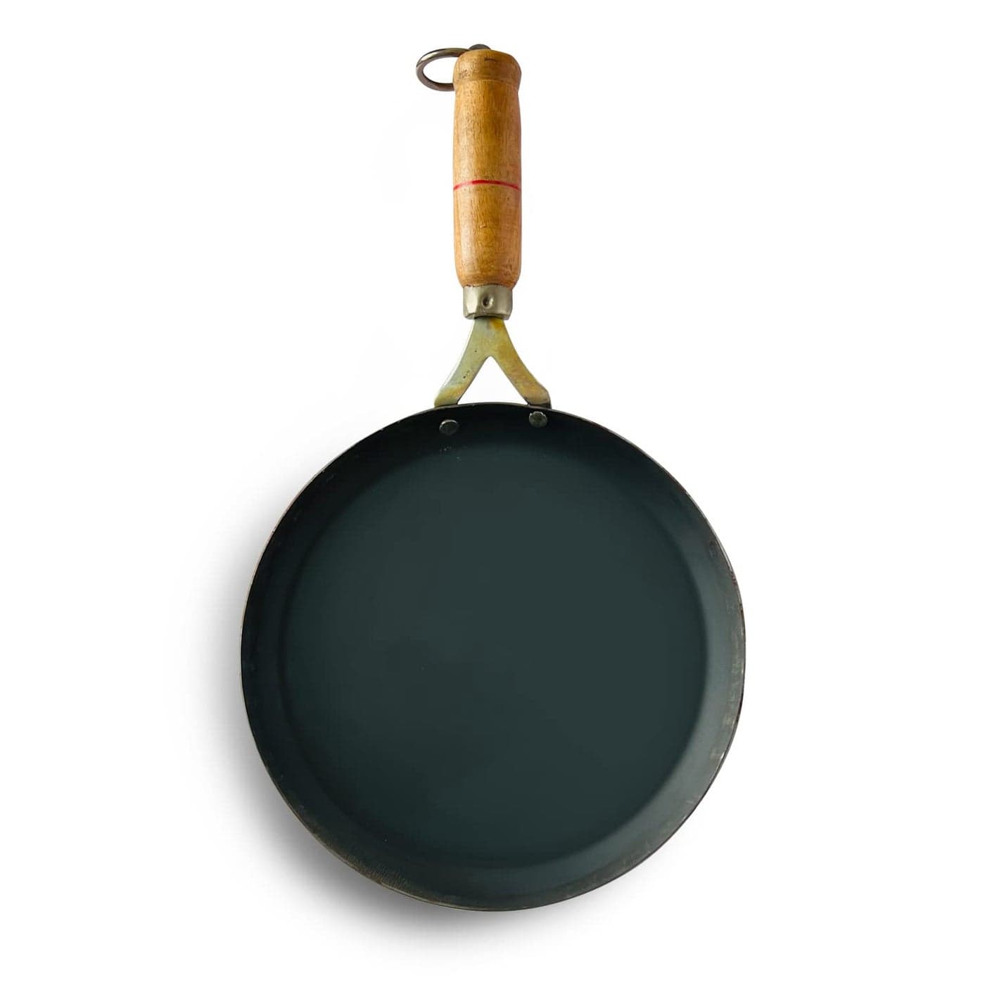 Kichera Pure Iron Fish Fry Pan with Wooden Handle Omlette Pan 28cm11 inch 095kg Gas Stove and Induction Friendly PreSeasoned Black Flat Sheet Metal Iron Tawa