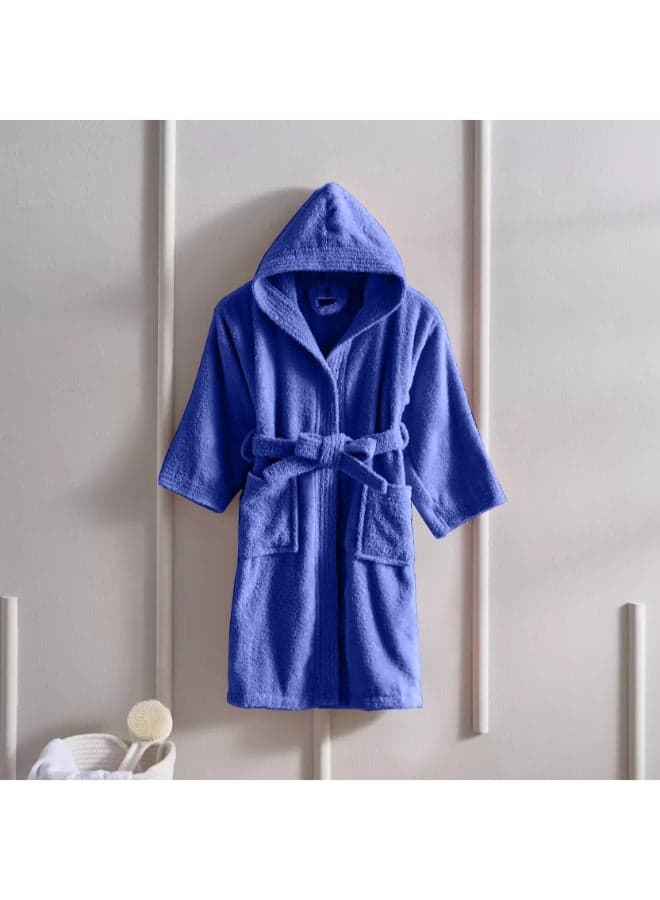 Daffodil (Navy Blue) Premium 12 yr Kids Hooded Bathrobe 100% Terry Cotton, Highly Absorbent and Quick dry, Hotel and Spa Quality Bathrobe for Boy and Girl-400 Gsm