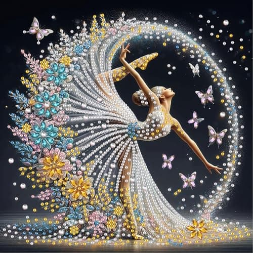 SHICERNHJ 5D Diamond Painting Kits for Adults, DIY Special Shape Diamond Art Kits for Beginners,Ballet Dancer Painting Kit Diamond Dots and Crafts for Adults Home Wall Decor 12 X 12Inch
