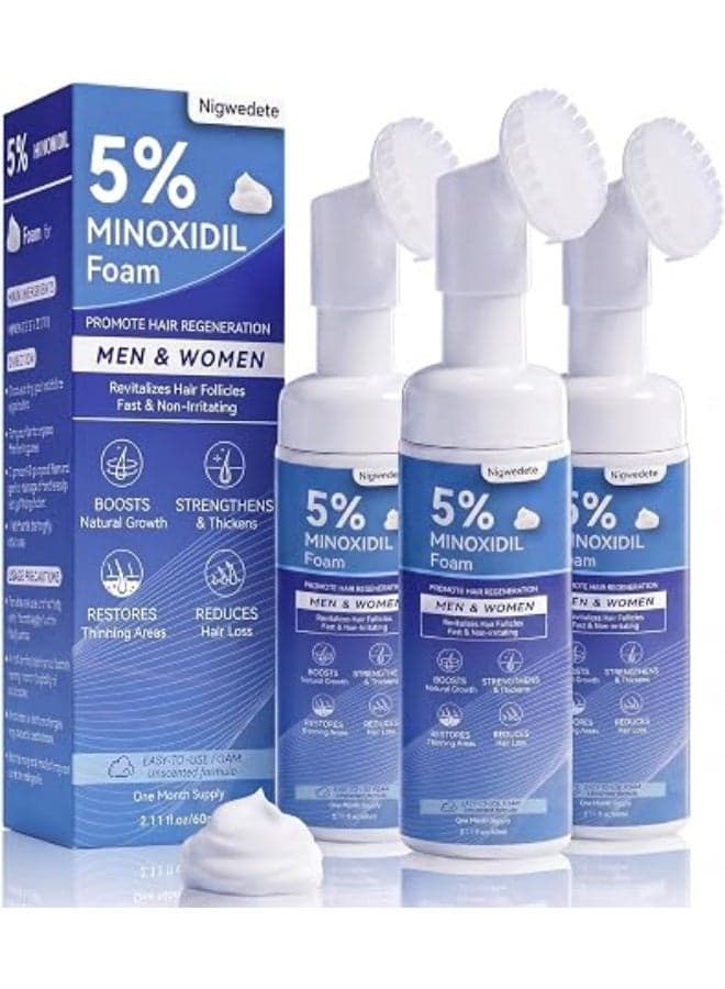 5% Minoxidil Foam for Men & Women, Advanced Topical Regrowth Form with Biotin, Rosemary & Hydrolyzed Oat Protein, Hair Loss Treatment & Receding Hairline, 3-Month Supply