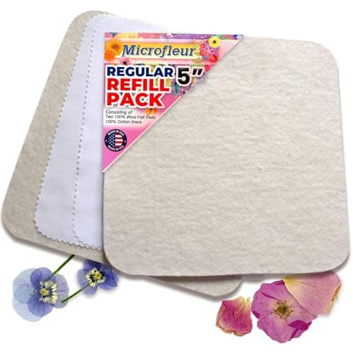 Microfleur - Regular Microwave Flower Press Refill Pack - Floral Art Crafting Accessory, Creative Pressing, DIY Handicrafts Creations for Plant Lovers, Replacement Washable Cotton Liners - 5" (13 cm)