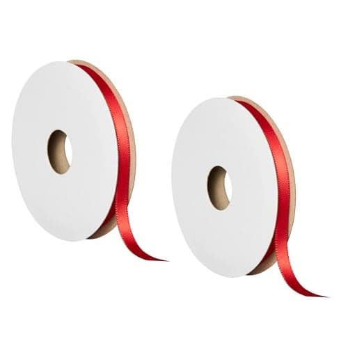 Offray 453795 14 Wide Single Face Satin Ribbon for Gift Wrapping Decoration and Crafts Two Pack of 6Yard Spools Red