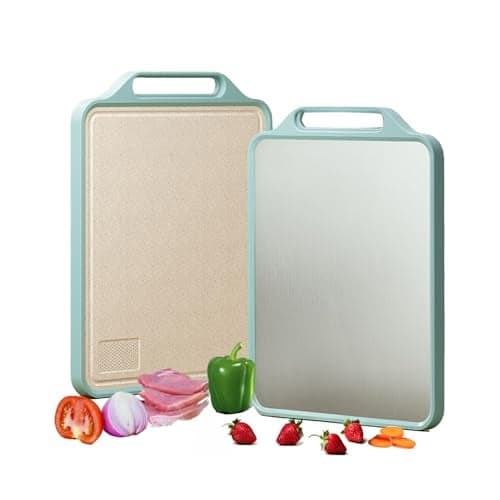 URBANFIX Aluminium Two Sided Large Steel Chopping Cutting Board for Kitchen | Steel Heavy-Duty Cutting Board for Vegetables, Fruits Cutter, Meats | Eco-Friendly and Anti-Microbial (40 x 30cm)