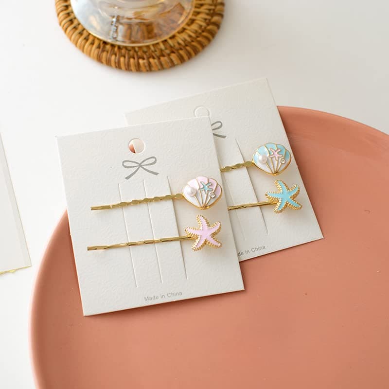 Starfish Beach Bobby Pins for Women Girls Pearl Shell Hair Clips for Teen Girls Mermaid Seashell Hair Clip for Summer Hair Barrettes for Little Girls 4 Pcs Pink and Blue