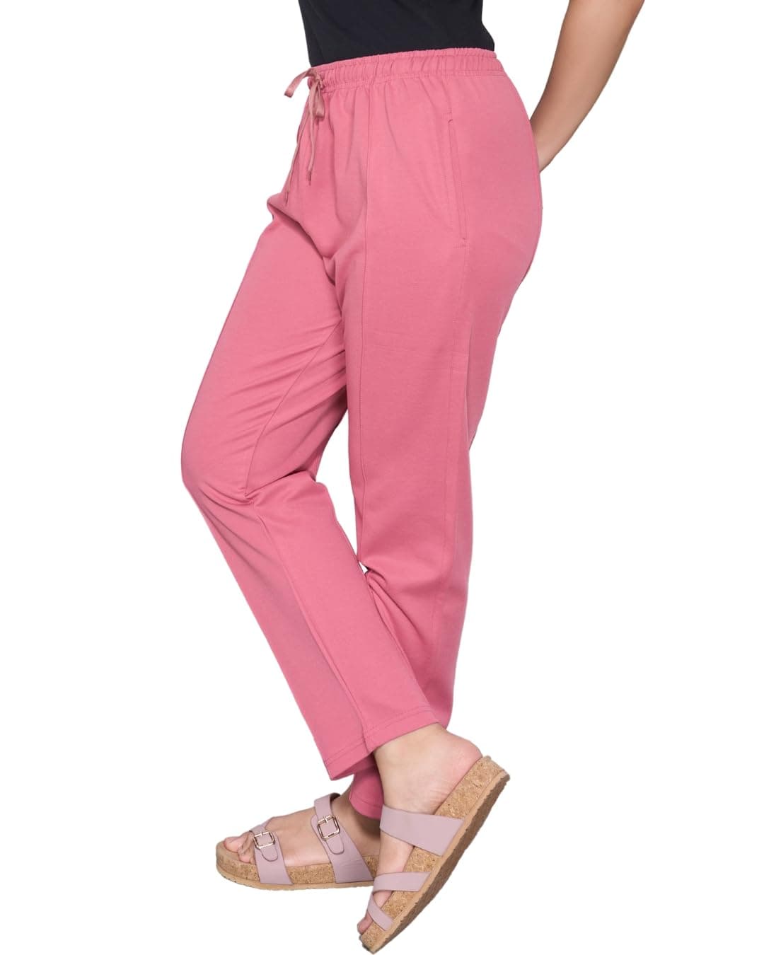 CUPID Woman Plus Size Easy Cotton Track Pants, Comfortable Lower, Trouser, Joggers, Lounge Wear, Night n, Pajama, Travel Pant_Rouge_3XL