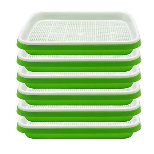 NC Seed Sprouter Tray, 6 Pack Bpa Free Nursey Tray Seed Germination Trays for Wheatgrass, Cat Grass, Microgreens