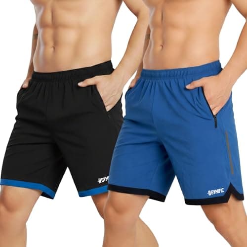 GYMIFIC Sports Training Running Dry Fit Solid Shorts for Men (Pack of 2) (XL, Black/TBLUE) (in, Alpha, L, Regular, Black+T-Blue)