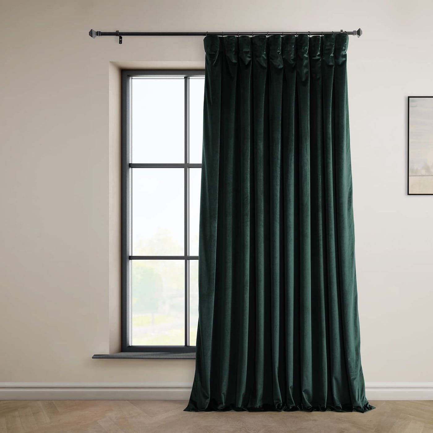 HPD Half Price Drapes Heritage Plush Velvet Curtains 120 Inches Long Room Darkening Curtains for Bedroom Living Room 100W x 120L 1 Panel Forestry Green