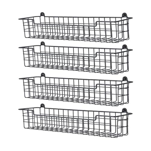 GUUKAR Spice Rack Organizer Wall Mount, Spice Organization Storage Shelf for Cabinet Door, 4 Packs Wall Spice Rack Saving Space for Kitchen, Black