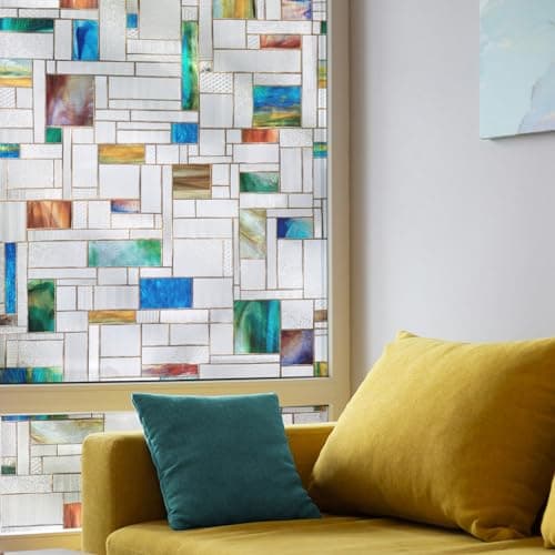 Horizon Window Privacy Film by Artscape Decorative Textured Stained Glass Design Static Cling Full Coverage Privacy Fade Resistant Easy DIY Installation Made in USA 24 x 36 Inch