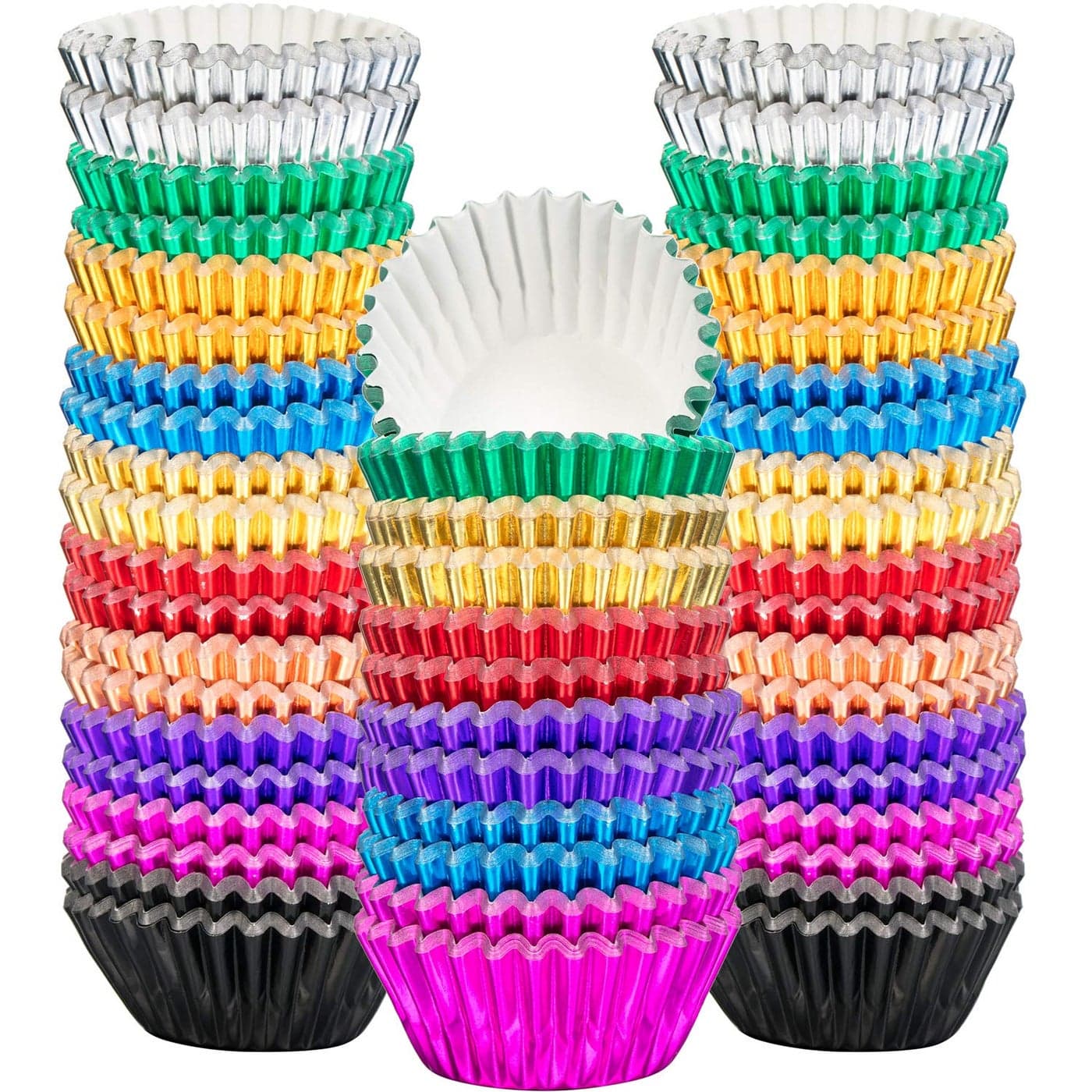 Sumind 400 Pieces Mini Foil Cupcake Liners Baking Cups Metallic Cupcake Liner for Holiday Baking Muffin and Cupcakes10 Colors