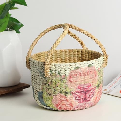Habere India-All the Cultures Fabricating India Round Gift Hamper Basket | Fruit Baskets | Baby Basket for Clothes | Storage Baskets (Design_16: Set of 3)