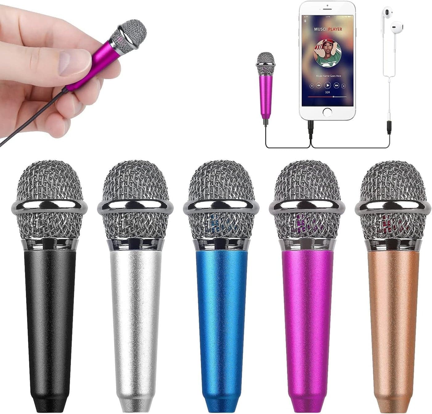 Uniwit Mini Portable Vocal/Instrument Microphone for Voice Video Recording Singing,Vlogging, Podcasting, Tiny Microphone for iPhone Android Phone Computer Latop Notebook Tablet iPad(Rose Red)