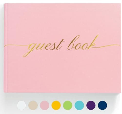 ZICPERY Elegant Wedding Guest Book - Perfect for Wedding Receptions, Baby Showers, Birthdays and Special Events - Polaroid Guest Book with 110 Lined Pages for Sign-in and Photos -Hardcover (Pink)