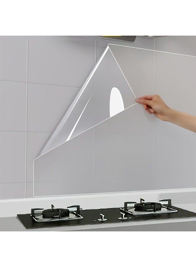 1 Roll Electrostatic Wall Protective Film - Clear Wall Protector Contact Paper Self Adhesive Oil Proof Waterproof Sticker Kitchen Backsplash Wall Protector Vinyl Film Removable Heat Resistant Transparent Wallpaper for Cupboard Furniture Doors