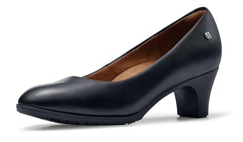 Shoes for Crews Olivia Womens SlipResistant High Heel Dress Shoes for Work Water Resistant Womens Heel Pumps Comfortable Flight Attendant Shoes Black 65