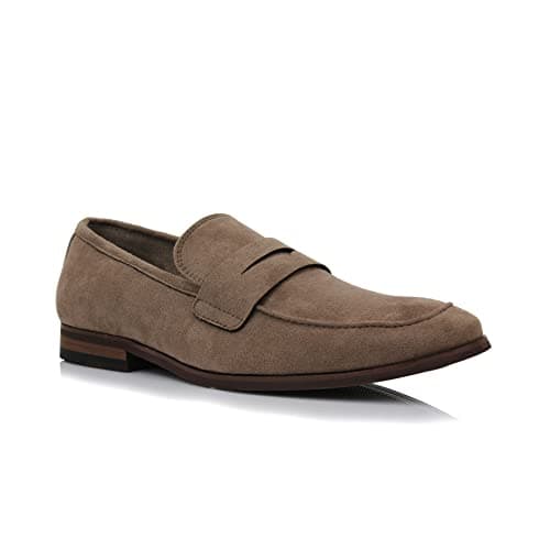 Ferro Aldo Dylan Men's Classic Penny Loafer | Slip-on Dress Shoe in Vegan Suede for Business, Formal & Casual | MFA19671 | in Cognac Brown Suede, Size 9.5