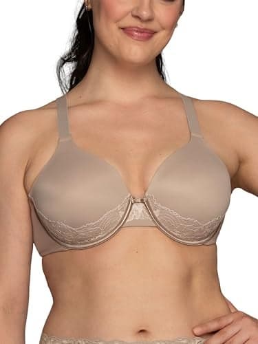 Vanity Fair Womens Full Figure Beauty Back Smoothing With Lace, 4-way Stretch Fabric, Lightly Lined Cups Up To Dd Bra, White, 42C US