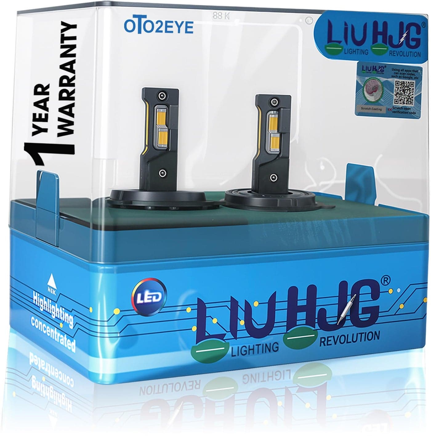 OTO2EYE Power By LIU HJG 9005 Type LED Headlight Bulb Fog Light 120Watt With 1-Year Replacement Warranty - for Cars 12000LM 6000K (60 Watt Each Bulb) Super Bright White Light, Easy Installation (9005)