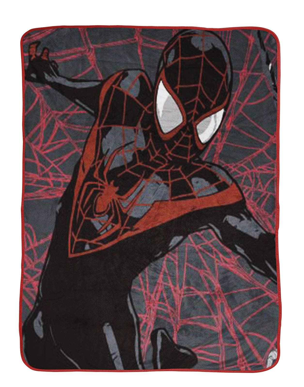 Jay Franco Plush Throw Blanket – 46" x 60" Inch Cartoon Kids Soft & Cozy Fleece Throw for Bedroom & Couch Décor, Official Licensed Product, Black - Miles Morales
