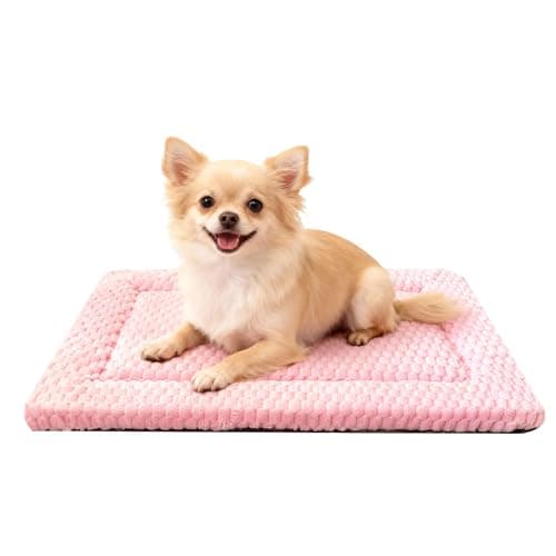 Dog Bed Mat Dog Crate Pad Reversible Mat for Pet Comfort Soft Bed Crate Pads with DualSided Design for All Seasons Pink 24 L18 W15 Th
