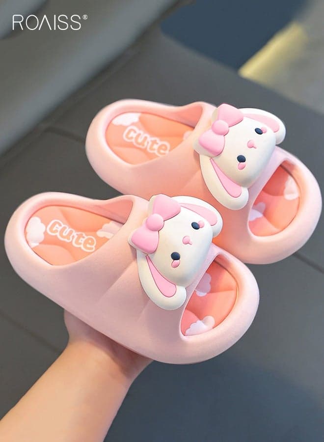 Summer Girls' Flip-Flops, Non-Slip Soft-Sole Cartoon Princess Slides for Kids, PVC Bathroom Slippers for Indoor Use, Injection-Molded One-Piece Durable Home Shoes, Ages 1-2, Pink
