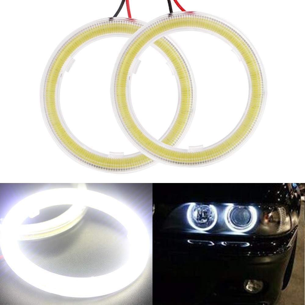 YM EBright 1Pair White 60MM 45SMD LED Vehicle Car Angel Eyes Halo Ring Lights Lamps With SHELL