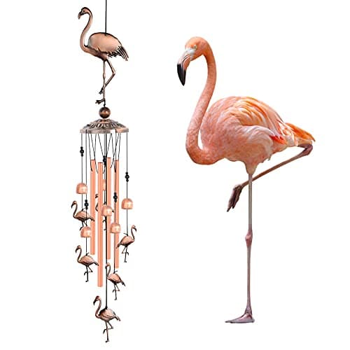 JOBOSI Flamingo Wind Chimes, Gifts for Mom Women Grandma Friends Mother, Flamingo Room Garden Decor Patio Decorations, with S Hook Flamingo Gifts