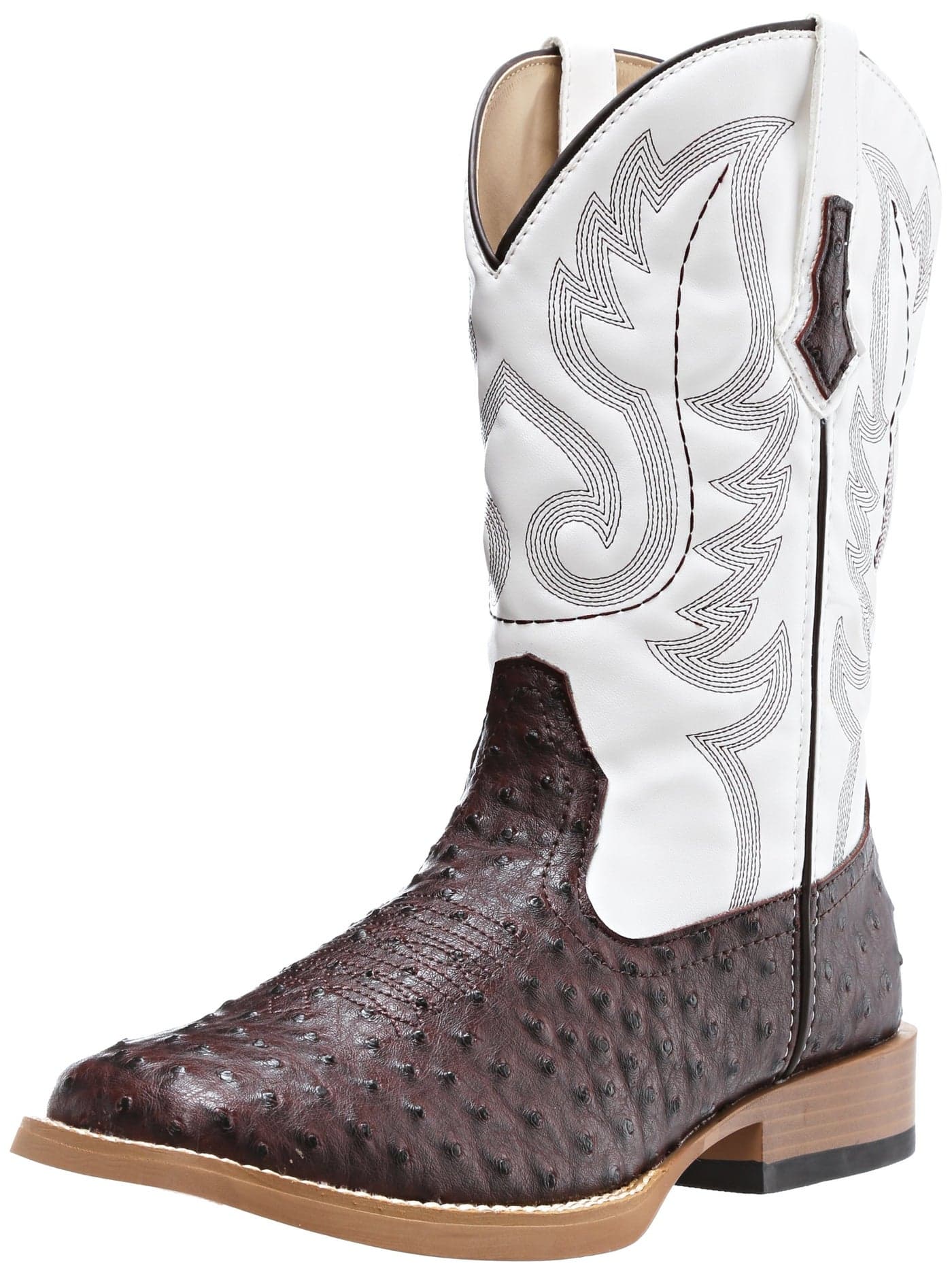 ROPER Mens Bumps Ostrich Square Toe Casual Boots Mid Calf - Brown, White - Size 12 D