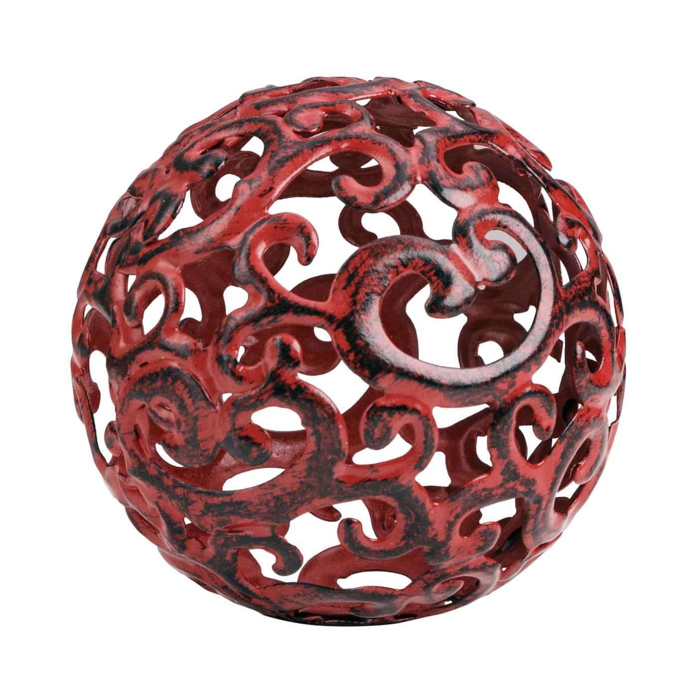 Everydecor Metal Decorative Sphere for Home Decor Decorative Balls for Shelves Centerpiece Bowls Bookshelf Decoration Orbs Accents for Living Room Bedroom Fancy Red Shelf Spheres