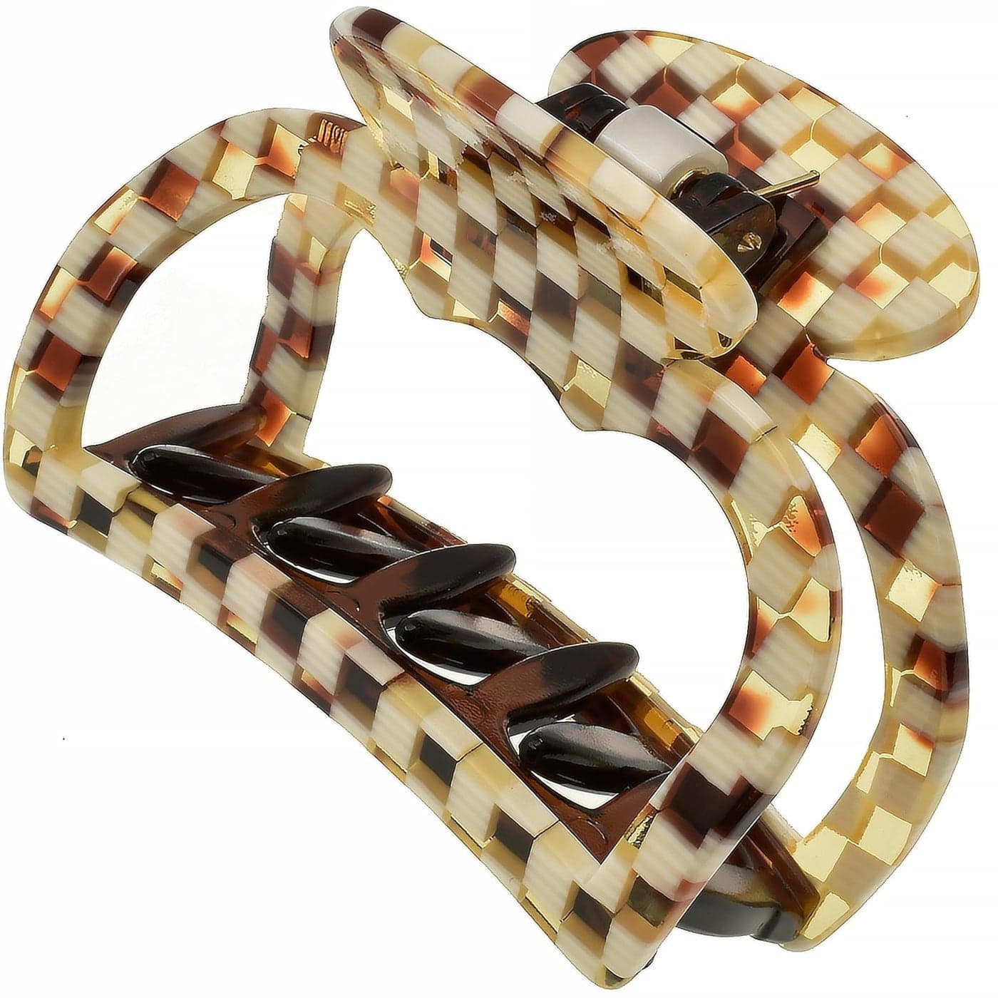 Camila Paris CP3595 French Hair Clip for Women Small 25 inch Handmade Damier Girls Hair Claw Clips Jaw Fashion Durable Styling Hair Accessories for Women Strong Hold No Slip Grip Made in France