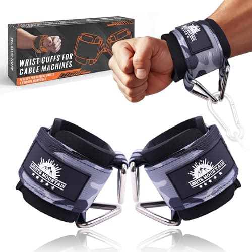 Lights Mountain Wrist Cuffs for Cable Machines – Padded & Adjustable Straps for Lateral Raises, Tricep Pushdowns & Strength Training (Camouflage grey M)