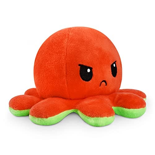 TeeTurtle Reversible Octopus Plushie 4Inch Red Green TwoSided Flip Plush Toy with Embroidered Details Cute Mini Collectible Plush for Kids Teens and Adults