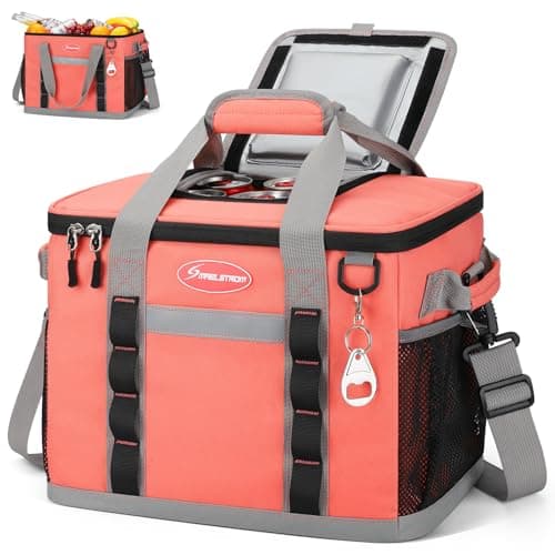 Maelstrom Collapsible Soft Cooler Bag355575 Cans Beach Cooler with Flip Top Lid Ice Chest Leakproof Portable for Beach Camping Road Trips Grocery Shopping Watermelon 35 Can